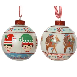 KAEMINGK Palline Di Natale-Set di 12 palline di Natale in vetro (D80 mm) Elfi e renne