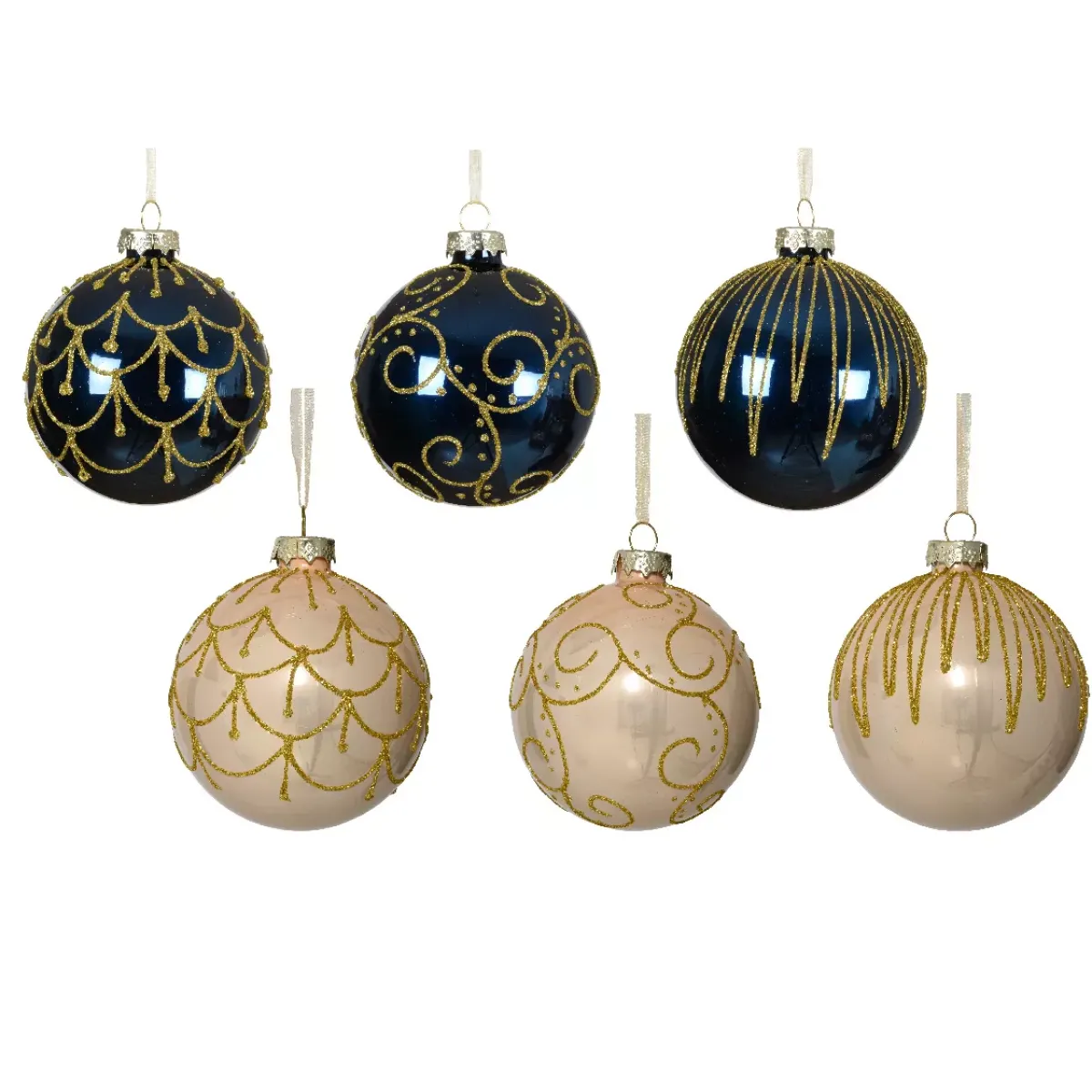 KAEMINGK Palline Di Natale-Set di 12 palline di Natale in vetro (D80 mm) Palais de France e perla