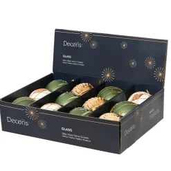 KAEMINGK Palline Di Natale-Set di 12 palline di Natale in vetro (D80 mm) Shine Glam Cognac e Verde