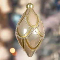 KAEMINGK Palline Di Natale-Set di 2 palline di Natale in vetro (D60 mm) Eleganza Gatsby Beige
