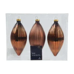 KAEMINGK Palline Di Natale-Set di 3 palline di Natale in vetro (D60 mm) Goccia preziosa Marrone
