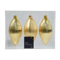 KAEMINGK Palline Di Natale-Set di 3 palline di Natale in vetro (D60 mm) Goccia preziosa