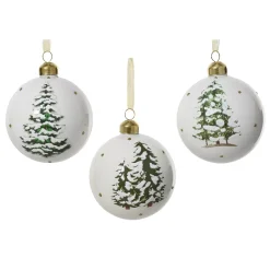KAEMINGK Palline Di Natale-Set di 3 palline di Natale in vetro (D80 mm) Foresta misteriosa Bianco lana