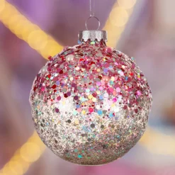 KAEMINGK Palline Di Natale-Set di 3 palline di Natale in vetro (D80 mm) Glitterate