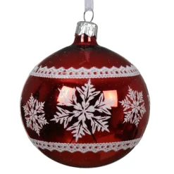 KAEMINGK Palline Di Natale-Set di 6 palline natalizie in vetro (D80 mm) Fiocci d'inverno Rossi