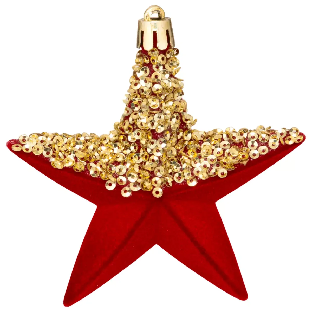 JJA Addobbi Natalizi-Set di 6 pendenti (H15 cm) Cuori e stelle con paillettes Rosso e