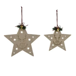KAEMINGK Addobbi Natalizi-Set di 2 pendenti in feltro (D25-D19 cm) Stelle dolci