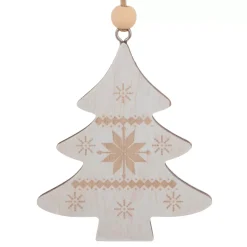 JJA Addobbi Natalizi-Set di 2 pendenti in legno (H8 cm) Duo Savoyard Bianco e