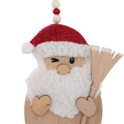 JJA Addobbi Natalizi-Set di 2 pendenti in legno (H12 cm) Scope di Natale e Rosso