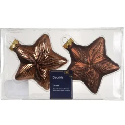 KAEMINGK Addobbi Natalizi-Set di 2 pendenti in vetro (H10 cm) Stelle Celesti Marrone