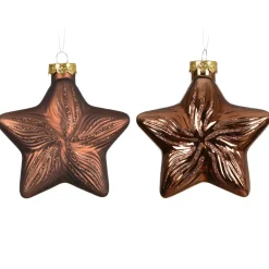KAEMINGK Addobbi Natalizi-Set di 2 pendenti in vetro (H10 cm) Stelle Celesti Marrone