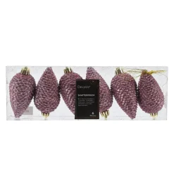 KAEMINGK Addobbi Natalizi-Set di 6 pigne da appendere (H8 cm) Alpine Vecchio rosa