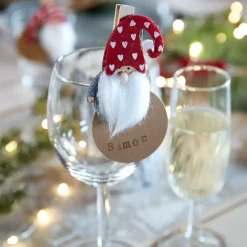 KOOPMAN Decorazione Da Tavola-Set di 4 pinze Folletti di Natale