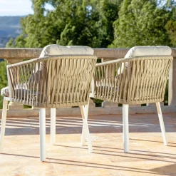 Set di 2 poltrone da giardino in alluminio Amalfi Bianco e tortora