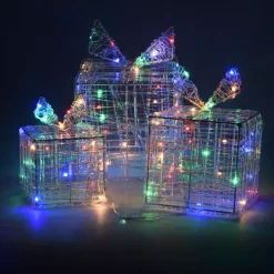 KOOPMAN Oggetti Decorativi E Illuminati-Set di 3 regali luminosi 90 LED (15 cm) Santa