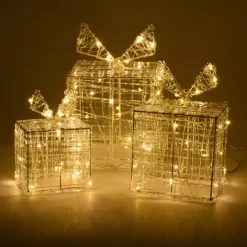 KOOPMAN Oggetti Decorativi E Illuminati-Set di 3 regali luminosi 90 LED (20 cm) Santa