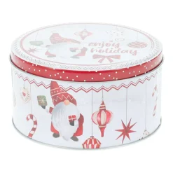 KOOPMAN Decorazioni E Oggetti Natalizi-Set di 3 scatole di metallo rotonde I Folletti in