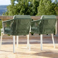 Set di 2 sedie da giardino in alluminio Amalfi Bianco e verde rosmarino