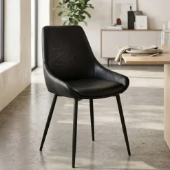 Sedia-Set di 2 sedie da pranzo in similpelle (seduta 47 cm) Juno
