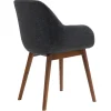 Sedia-Set di 2 sedie da pranzo in tessuto (seduta 48 cm) Elia Nero