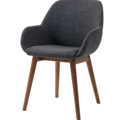 Sedia-Set di 2 sedie da pranzo in tessuto (seduta 48 cm) Elia Nero
