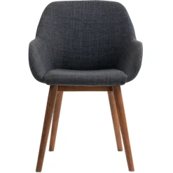 Sedia-Set di 2 sedie da pranzo in tessuto (seduta 48 cm) Elia Nero