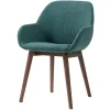 Sedia-Set di 2 sedie da pranzo in tessuto (seduta 48 cm) Elia Verde smeraldo