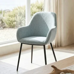 Sedia-Set di 2 sedie da pranzo in tessuto chenille (seduta 48 cm) Zola celadon