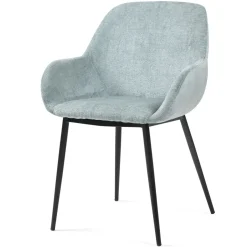 Sedia-Set di 2 sedie da pranzo in tessuto chenille (seduta 48 cm) Zola celadon
