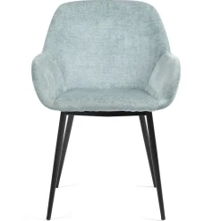 Sedia-Set di 2 sedie da pranzo in tessuto chenille (seduta 48 cm) Zola celadon