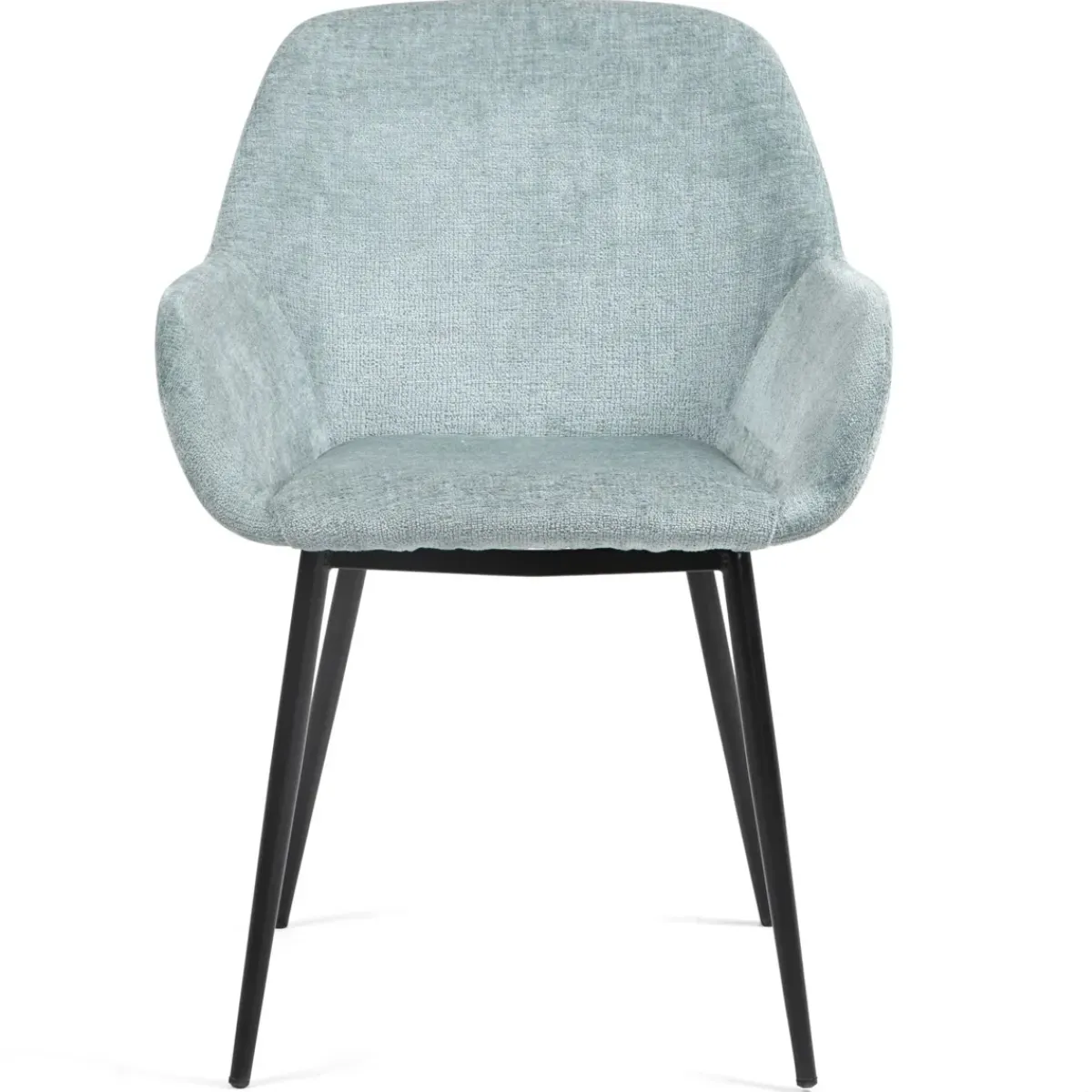 Sedia-Set di 2 sedie da pranzo in tessuto chenille (seduta 48 cm) Zola celadon