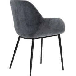 Sedia-Set di 2 sedie da pranzo in tessuto chenille (seduta 48 cm) Zola