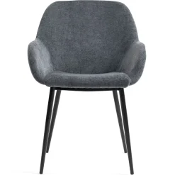 Sedia-Set di 2 sedie da pranzo in tessuto chenille (seduta 48 cm) Zola
