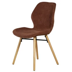 Sedia-Set di 2 sedie da pranzo in tessuto testurizzato (seduta 46 cm) Malika Mogano