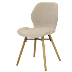 Sedia-Set di 2 sedie da pranzo in tessuto testurizzato (seduta 46 cm) Malika Sabbia