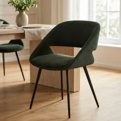 Sedia-Set di 2 sedie da pranzo in velluto a coste (seduta 49 cm) Orka scuro