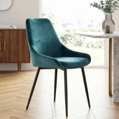 Sedia-Set di 2 sedie da pranzo in velluto (seduta 47 cm) Juno