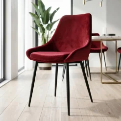 Sedia-Set di 2 sedie da pranzo in velluto (seduta 47 cm) Juno