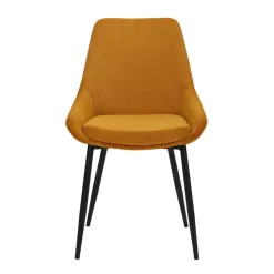 Sedia-Set di 2 sedie da pranzo in velluto a coste (Altezza seduta 47 cm) Juno curry