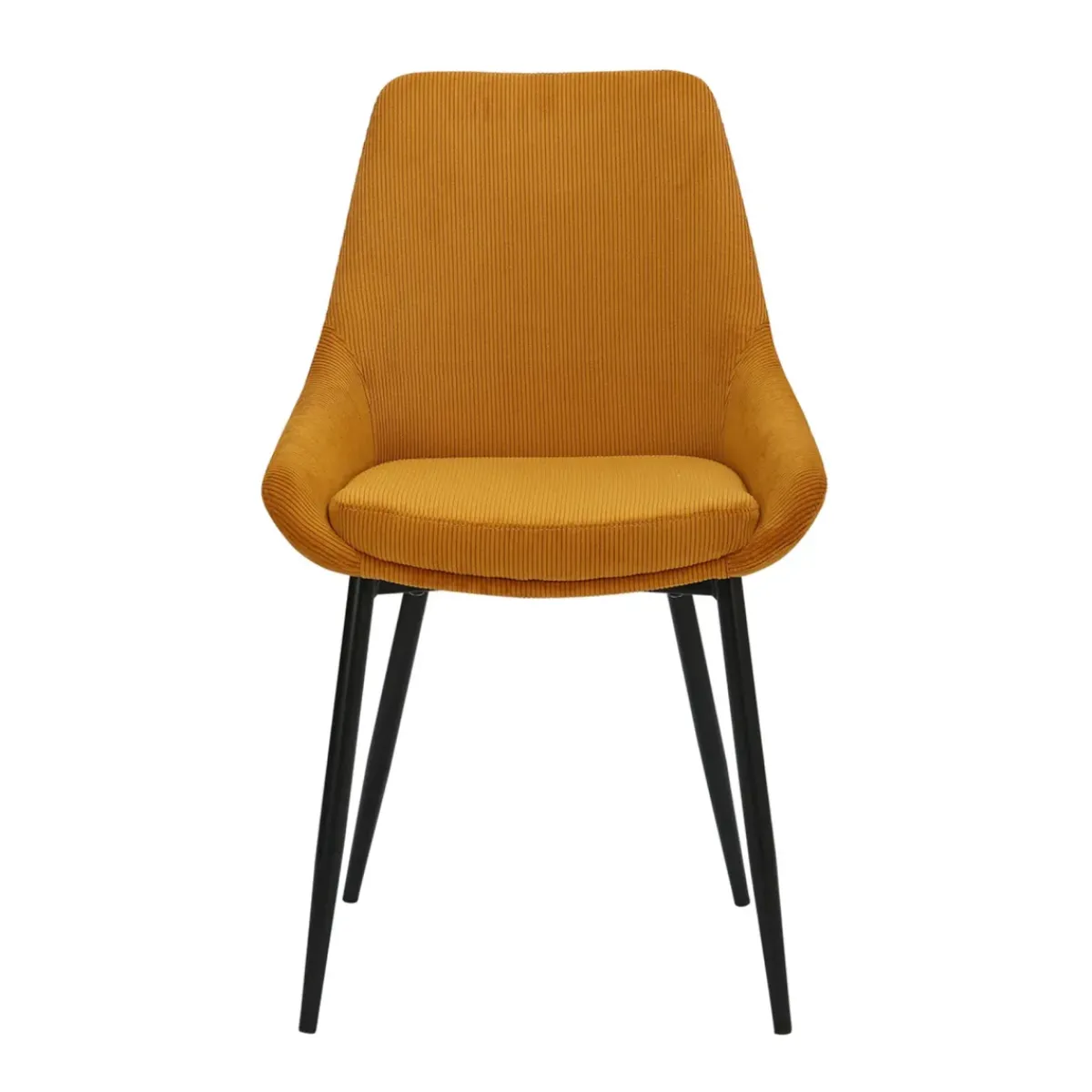 Sedia-Set di 2 sedie da pranzo in velluto a coste (Altezza seduta 47 cm) Juno curry