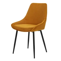 Sedia-Set di 2 sedie da pranzo in velluto a coste (Altezza seduta 47 cm) Juno curry