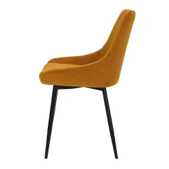 Sedia-Set di 2 sedie da pranzo in velluto a coste (Altezza seduta 47 cm) Juno curry