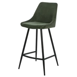 Sgabello Alto-Set di 2 sedie per isola centrale con schienale in velluto a coste (Altezza seduta 67cm) Juno pino