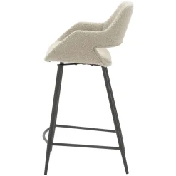Sgabello Alto-Set di 2 sedie per isola centrale con schienale in bouclé (seduta 65 cm) Soho