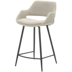 Sgabello Alto-Set di 2 sedie per isola centrale con schienale in bouclé (seduta 65 cm) Soho