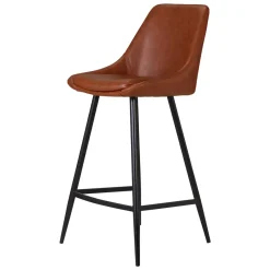 Sgabello Alto-Set di 2 sedie per isola centrale con schienale in similpelle (Altezza seduta 67cm) Juno scuro