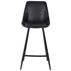 Sgabello Alto-Set di 2 sedie per isola centrale con schienale in similpelle (Altezza seduta 67cm) Juno