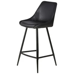 Sgabello Alto-Set di 2 sedie per isola centrale con schienale in similpelle (Altezza seduta 67cm) Juno
