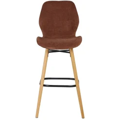 Sgabello Alto-Set di 2 sedie per isola centrale con schienale in tessuto (Altezza seduta 65cm) Malika Mogano