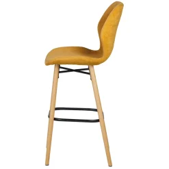 Sgabello Alto-Set di 2 sedie per isola centrale con schienale in tessuto (Altezza seduta 65cm) Malika